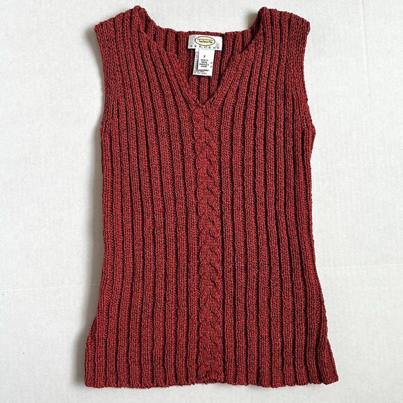 Talbots 90's Vintage Ribbed Knit Sleeveless Sweater Tank Top Red Petite Small - Picture 2 of 8